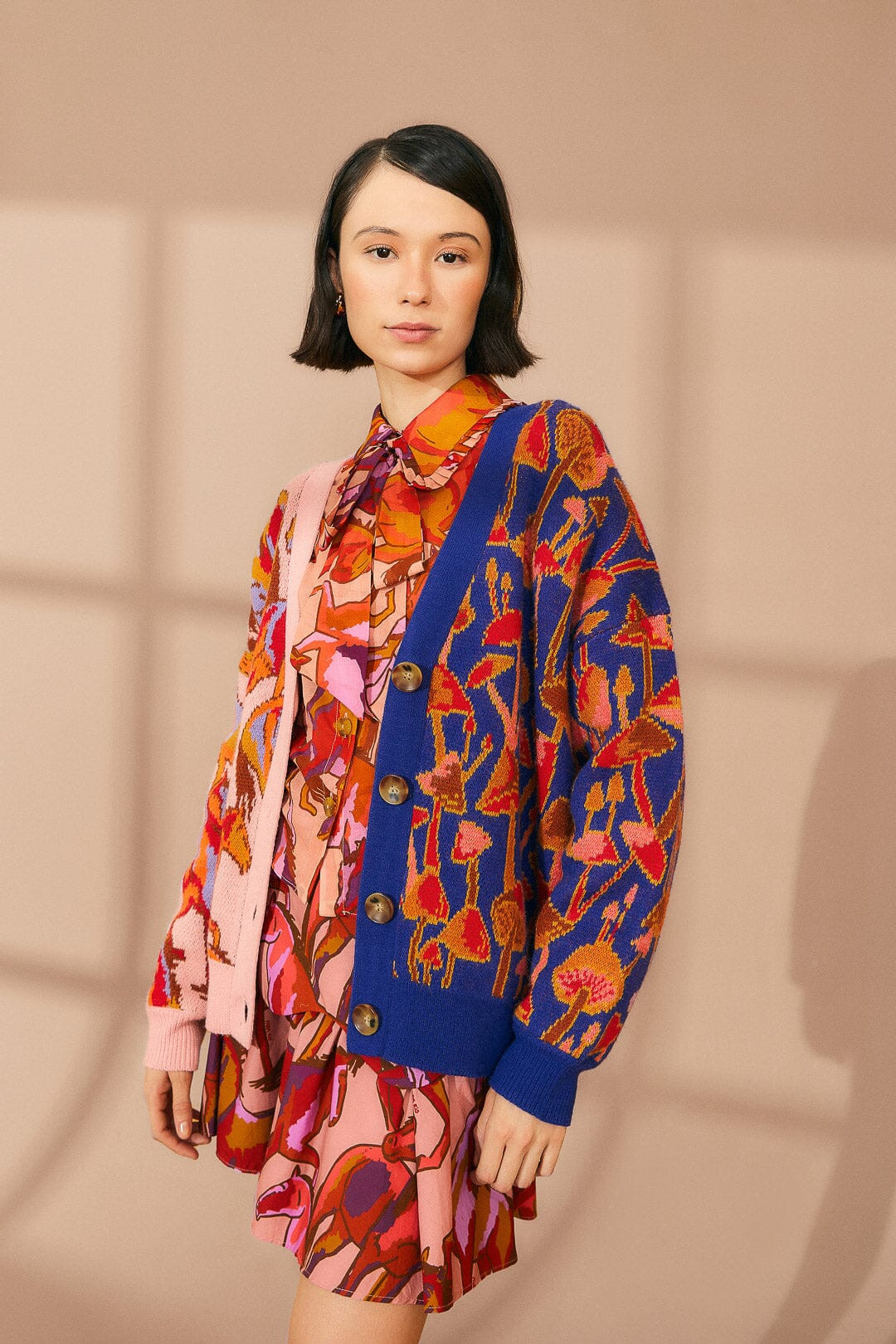 mixed mushrooms knit cardigan | FarmRio (US)