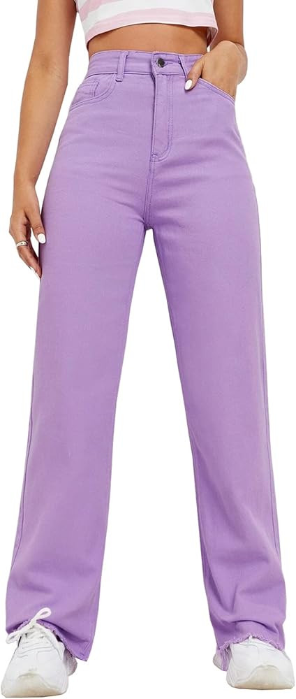 Vintage Jeans for Women Teen Girl High Waisted Relaxed Fit Straight Leg Baggy Boyfriend Jeans | Amazon (US)