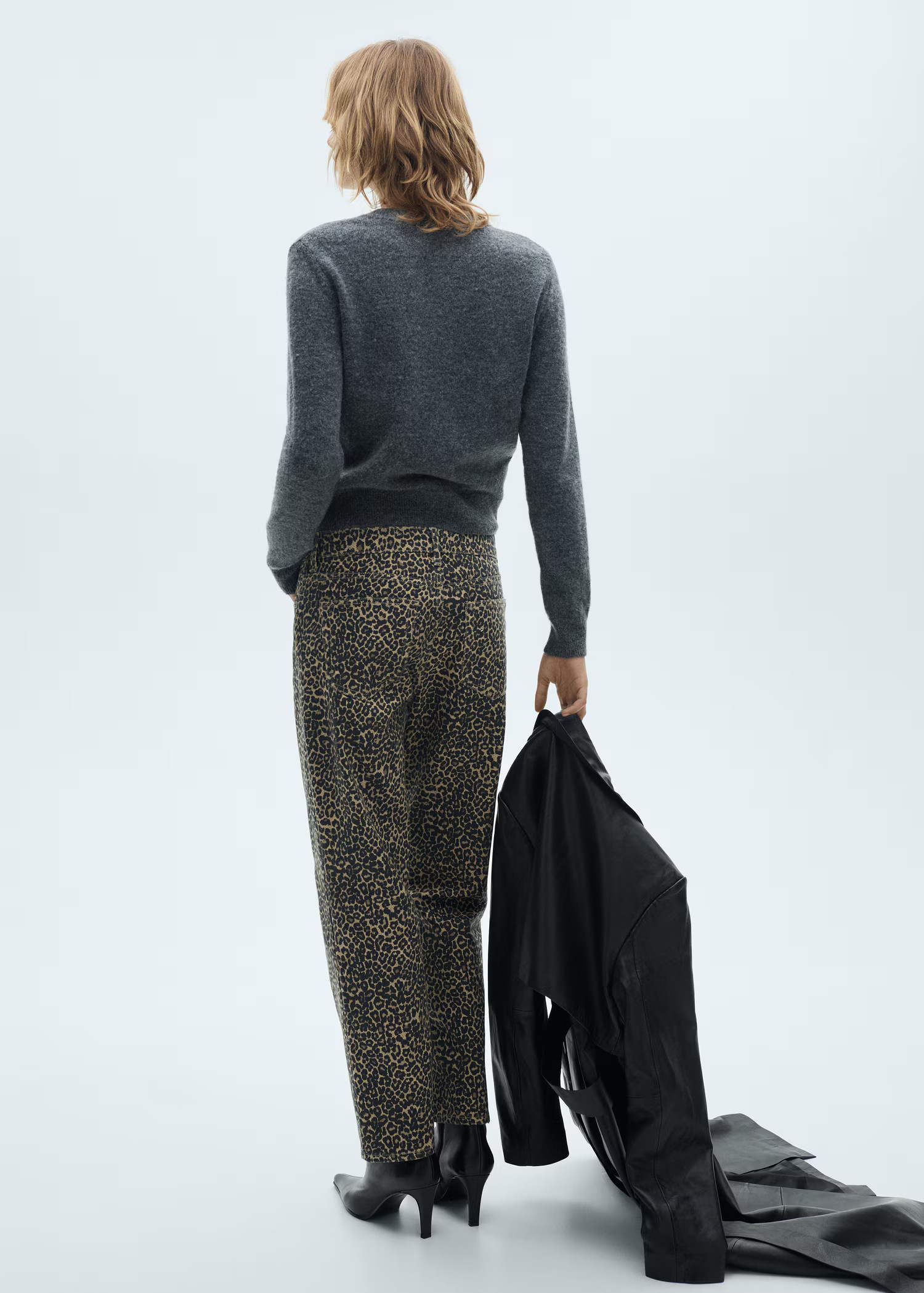 Leopard-print straight jeans | MANGO (UK)