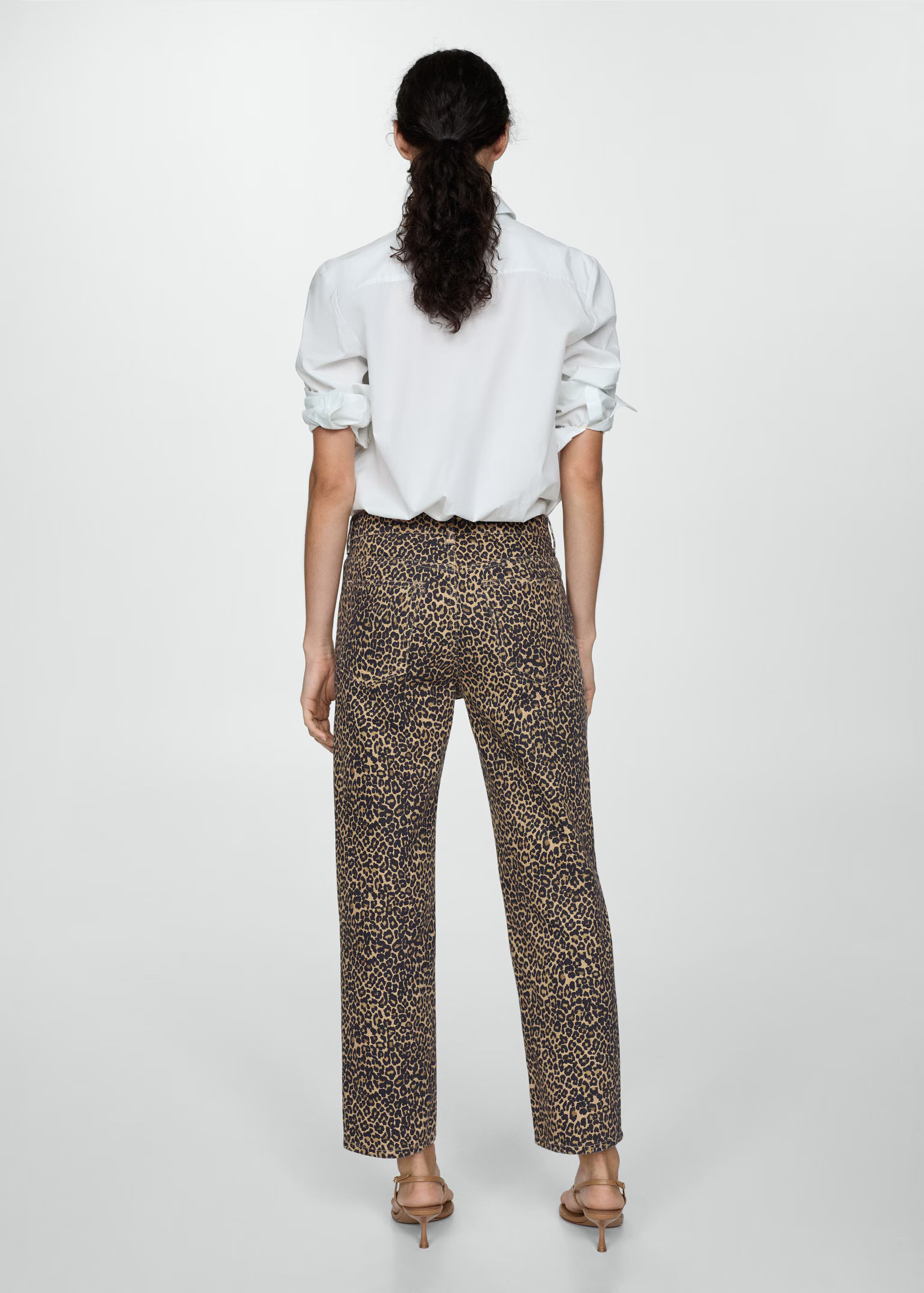 Leopard-print straight jeans - Woman | MANGO United Kingdom | MANGO (UK)