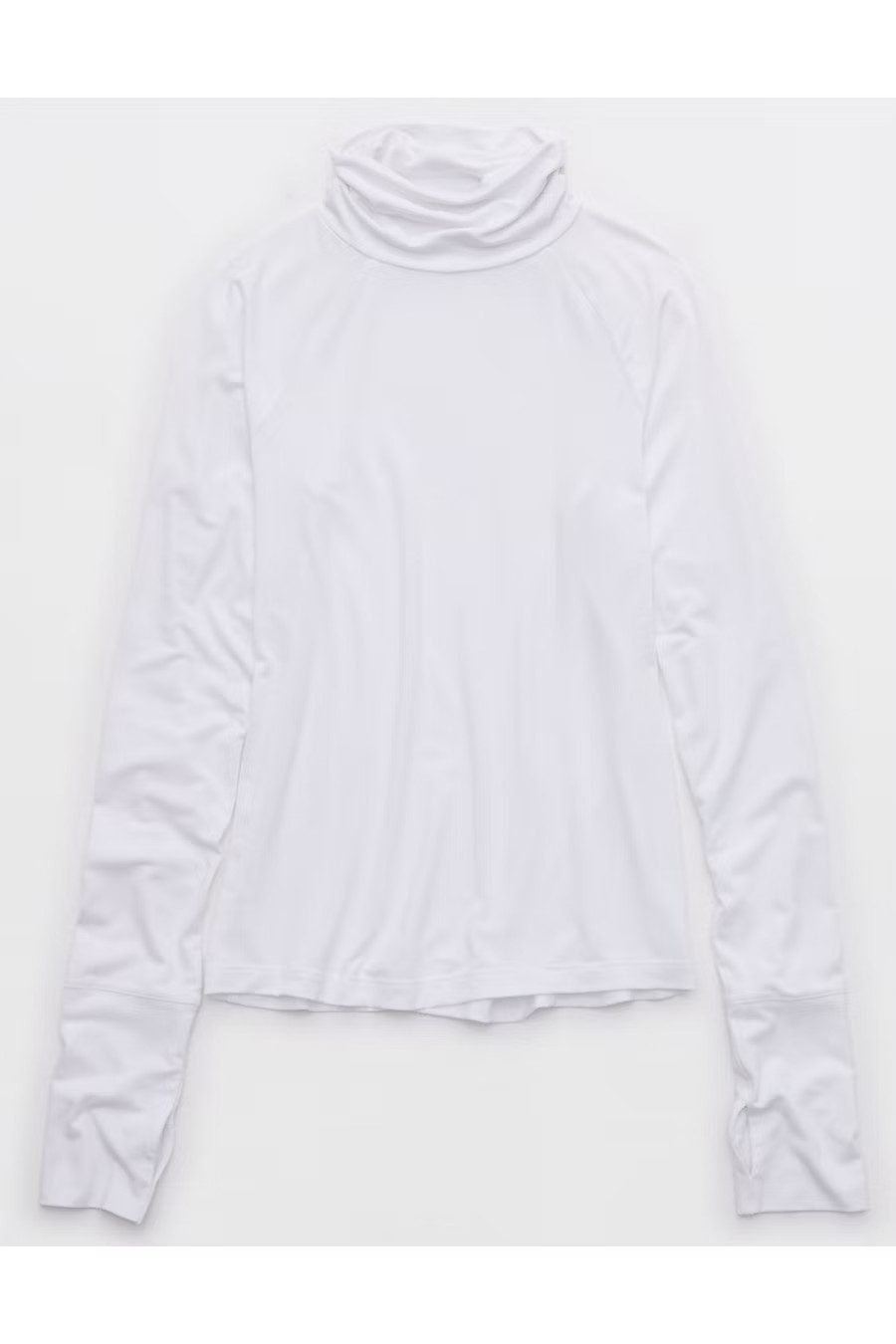 OFFLINE By Aerie Thumbs Up Long Sleeve Turtleneck Shirt Women's White L | American Eagle Outfitters (US & CA)