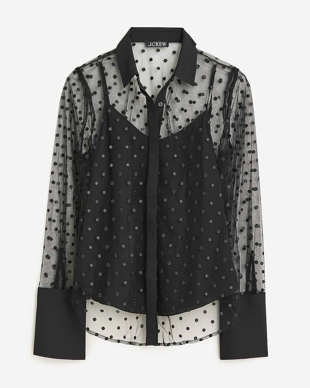 Sheer button-up with camisole in dot print | J. Crew US
