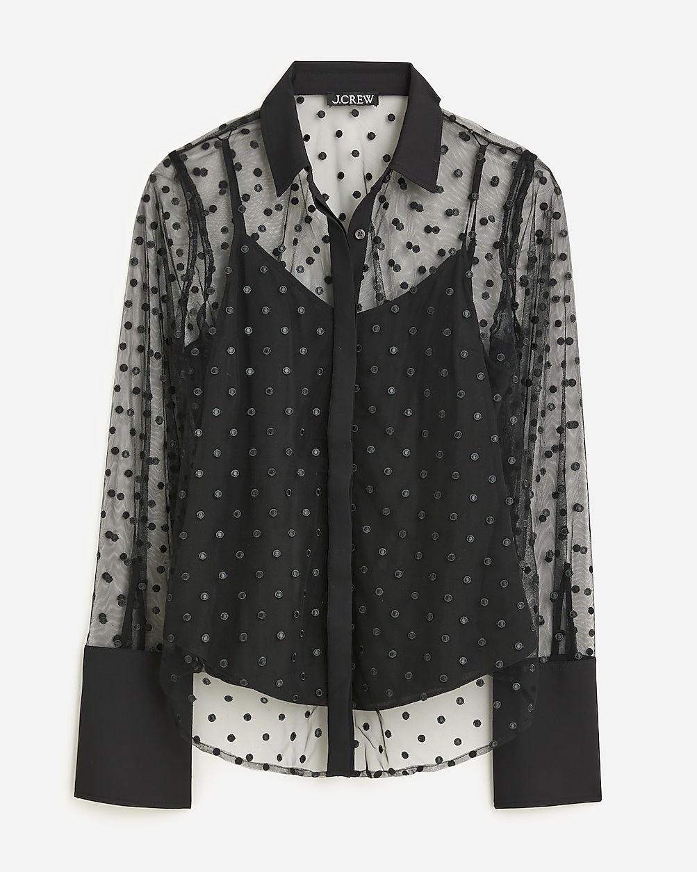 Sheer button-up with camisole in dot print | J.Crew US