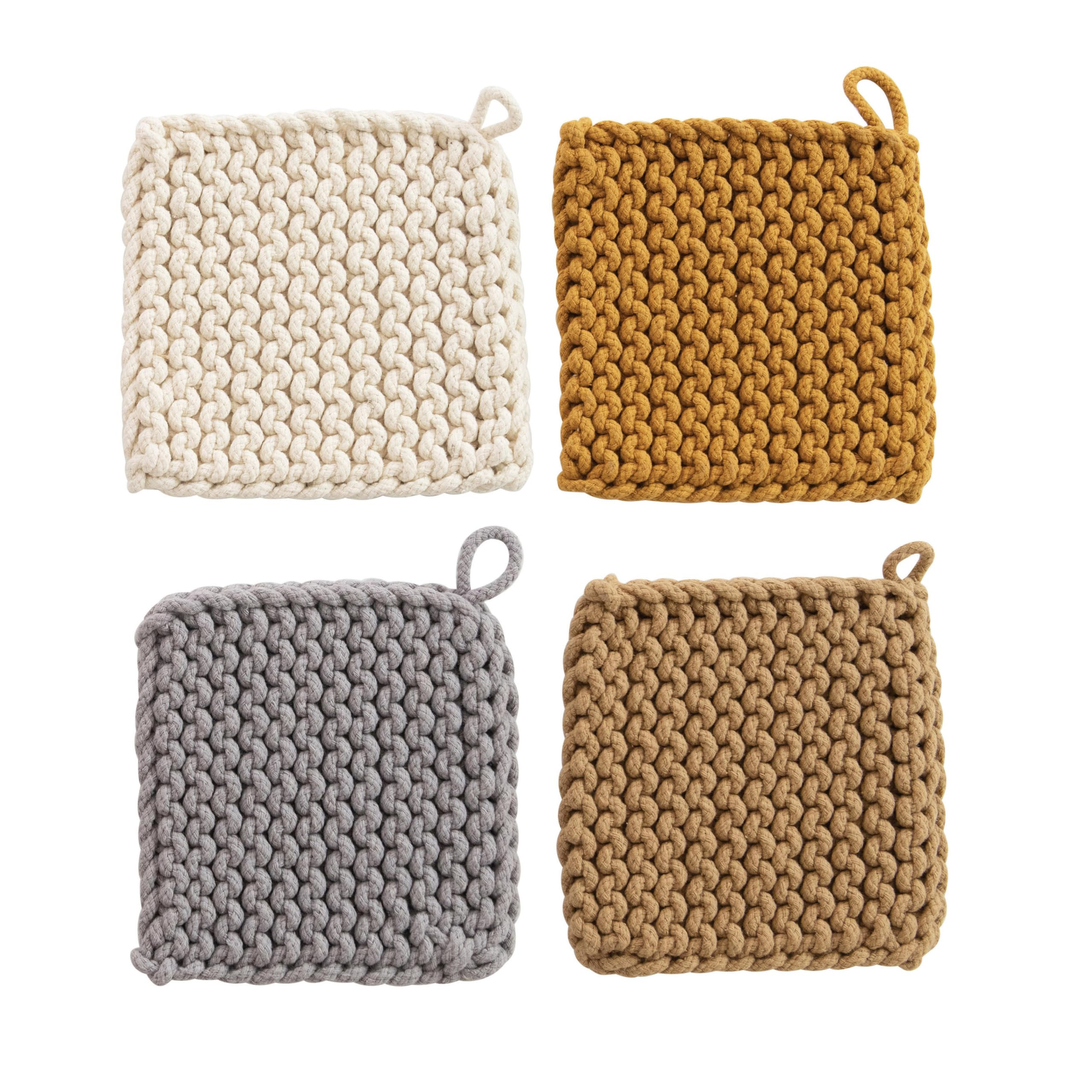 Creative Co-Op Square Cotton Crocheted Potholder, 4 Colors Entertaining Textiles, Multi | Amazon (US)