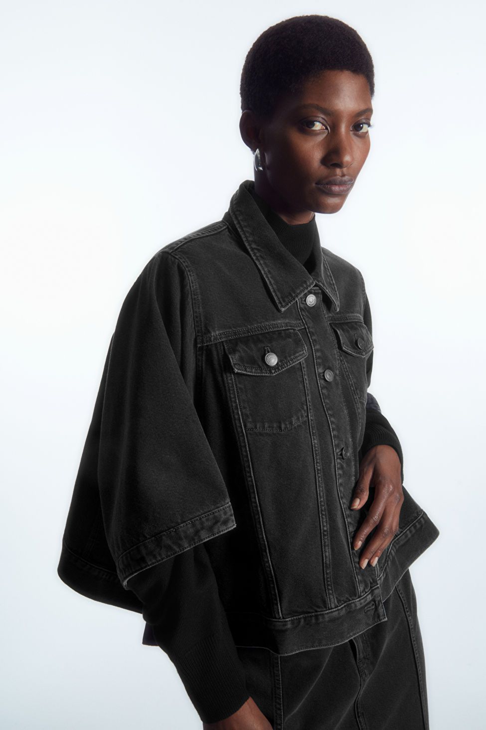 DENIM PONCHO - BLACK - Coats and Jackets - COS | COS (US)