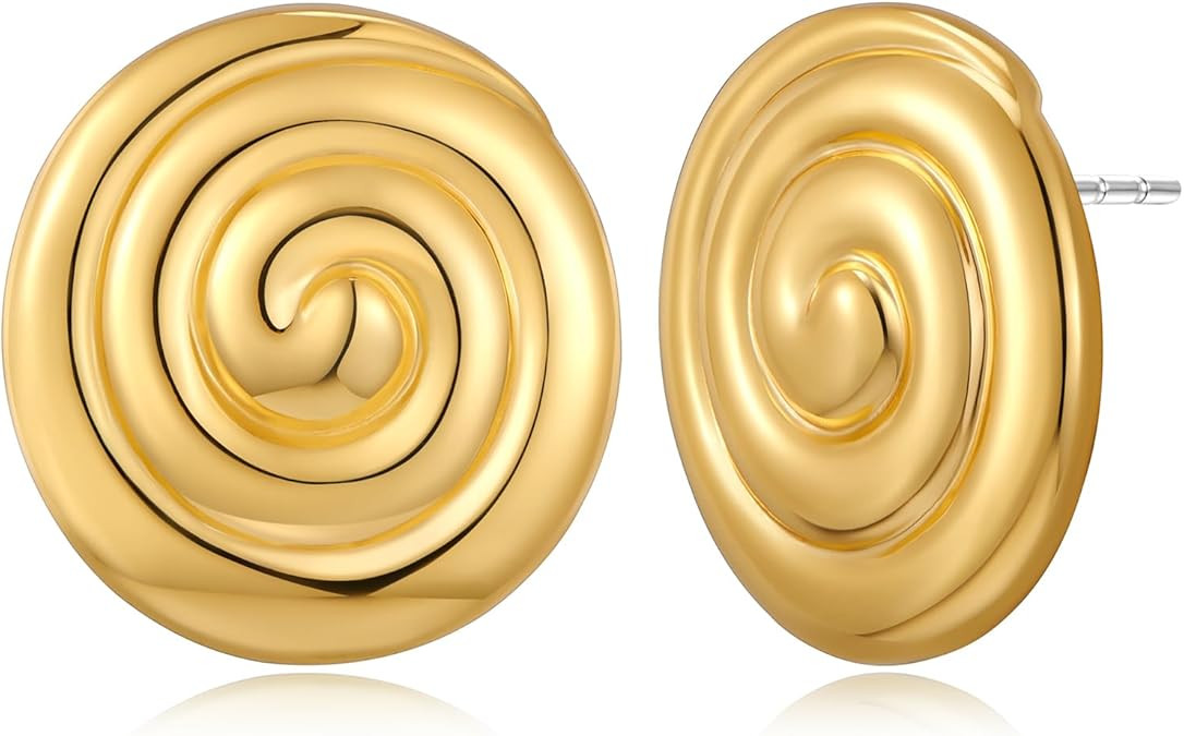 MUYAN Gold Ocean Conch Earrings for Women Fashion Spiral Shell Stud Earrings Beach Jewelry | Amazon (US)