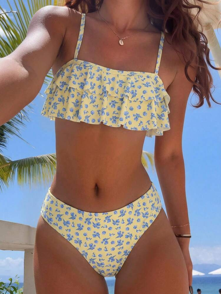 SHEIN Swim Mod 2026SS New Women's Swimwear Arrival For Holiday, Date, Western, Cruise, Beach, Island, Road Trip, All Seasons, Music Festival, Boho Vacation,Bohemian Vacation, Chill Autumn Boho Y2K Pleated Shorts, Elegant Vintage Casual Floral Lace Cute Sweet Retro Casual Vacation Beach Women Swimwear Set Ruffle Bikini Set Flower Bikini Two Pieces Swimsuit Summer Matching Set Floral Print Bikini Beach 2 Pieces Set Summer Two Pieces Two Pieces Set Women Vacation Bathing Suit For Women Set 2 Pieces Bathing Suit Women's 2 Pieces Swimsuits Flower Print 2 Pieces Swimsuits Yellow Floral 2 Pieces Swimsuit Yellow Two Pieces Set Bikini Yellow Swim Wear Yellow Matching Set Yellow High Waisted Bikini Yellow Floral Print Bikini Women's Swimsuit 2 Pieces Women's Swimsuits Spring Summer Picks Beach Outfits For Woman Y2k Swimsuit | SHEIN