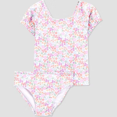 Carter's Just One You® Toddler Girls' Ruffle  Ditsy Floral Printed Tankini Set - Pink/White | Target