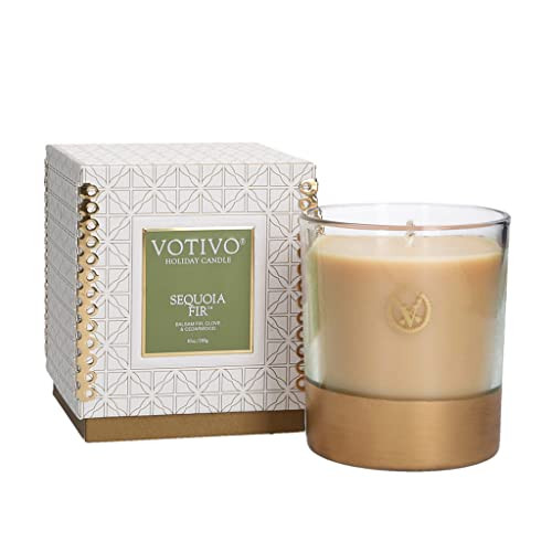 VOTIVO 10oz Holiday Collection Soy Blend Highly Fragranced Home Décor Candle-Sequoia Fir | Amazon (US)