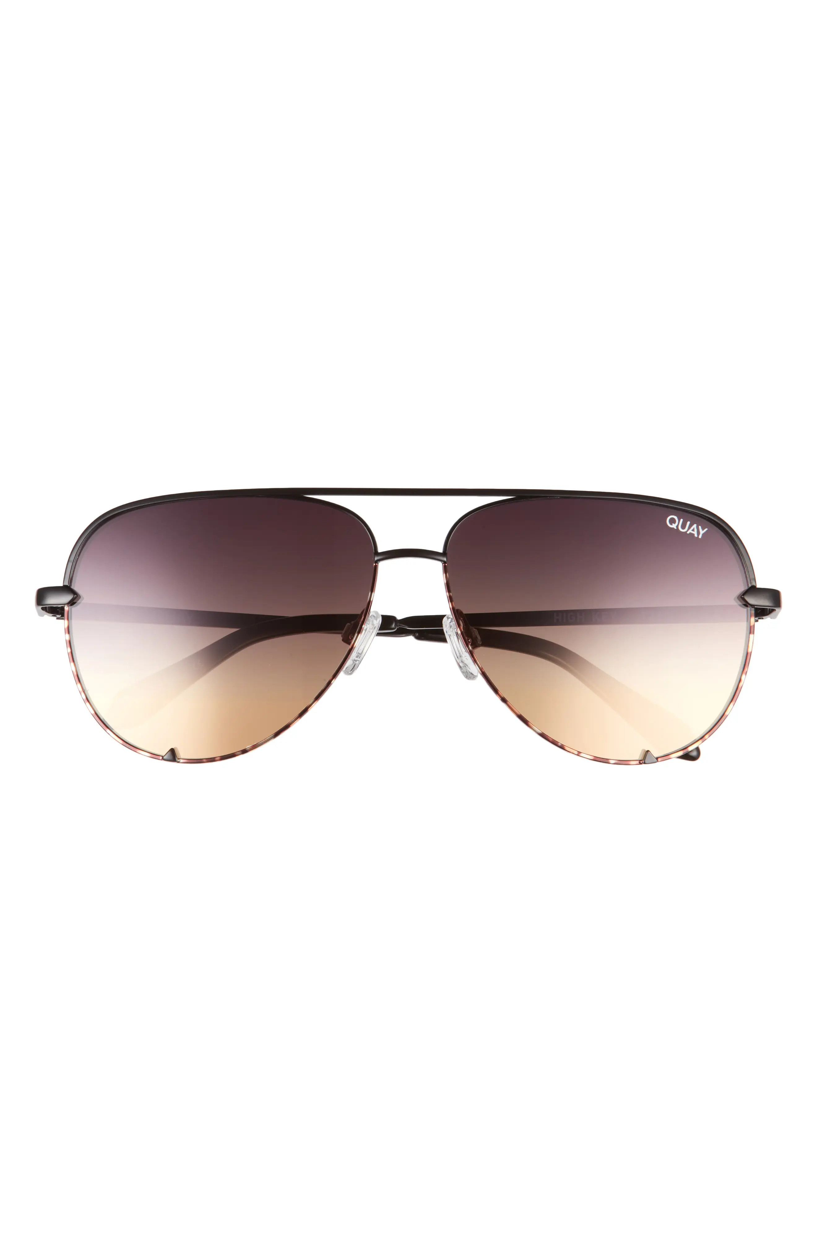 Quay Australia High Key 55mm Aviator Glasses in Black Tort /Black To Gold at Nordstrom | Nordstrom