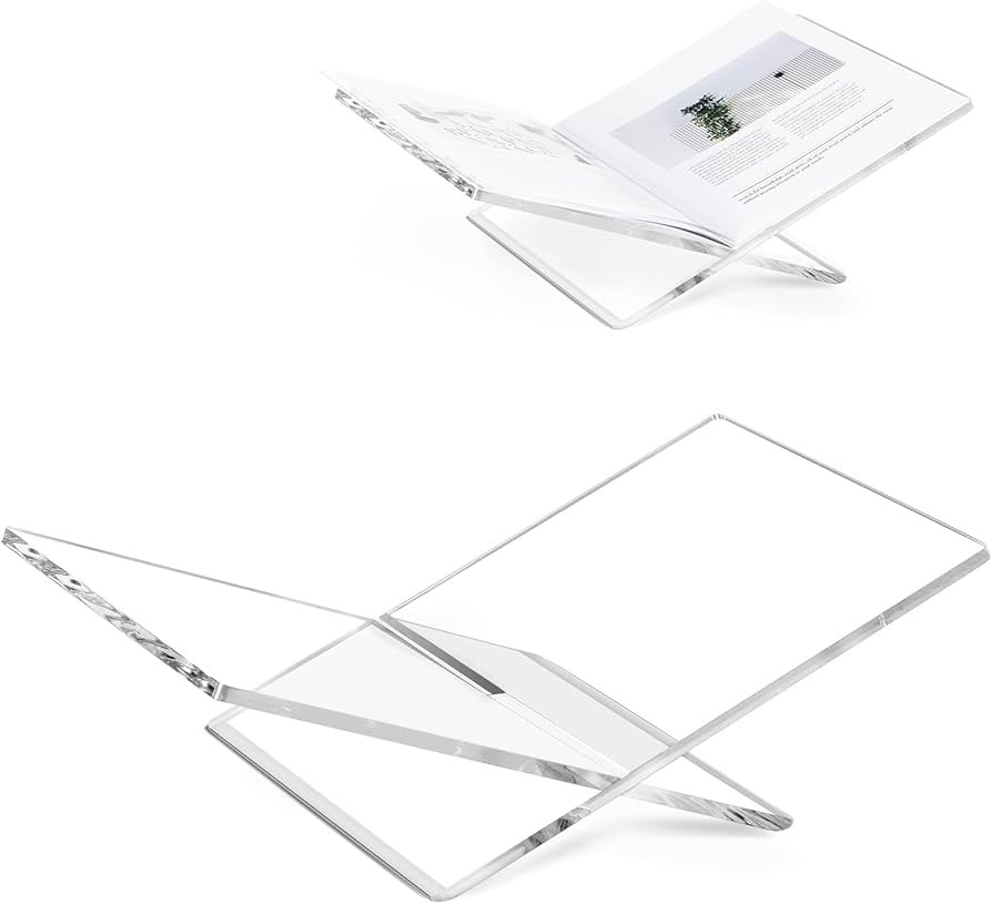 PUERSI Acrylic Book Stands for Display, 15.8 x 9.5 x 4.3 in Open Bookstand, Coffee Table Book Sta... | Amazon (US)
