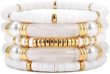 Elegance 11 designs colorful bracelets for women Surfer Thick Tube Heishi Summer Beach Beaded Sta... | Amazon (US)