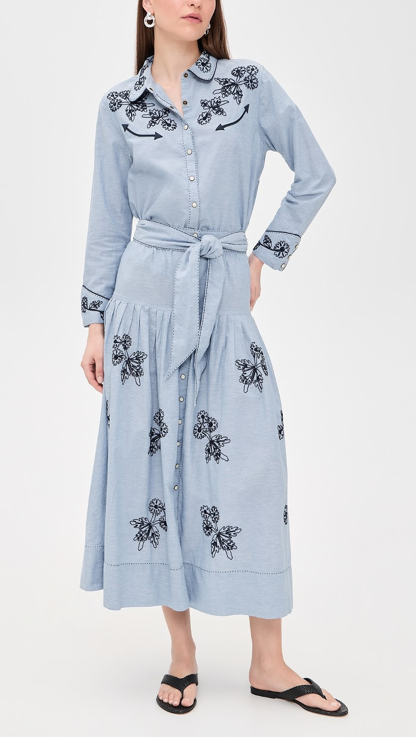 THE GREAT. THE GREAT x Stetson The Chambray Embroidered Highland Skirt Chambray 0 | Shopbop