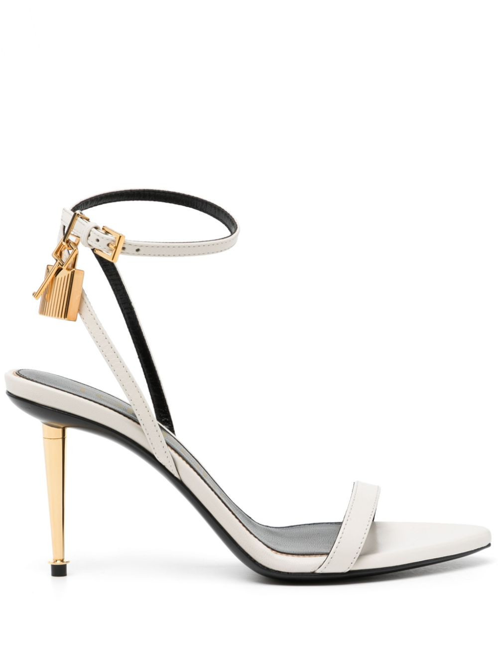 TOM FORD Padlock 85mm leather sandals - White | Farfetch Global