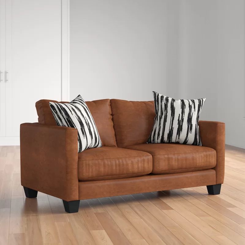 Hubbardston 62'' Faux Leather Square Arm Loveseat | Wayfair North America