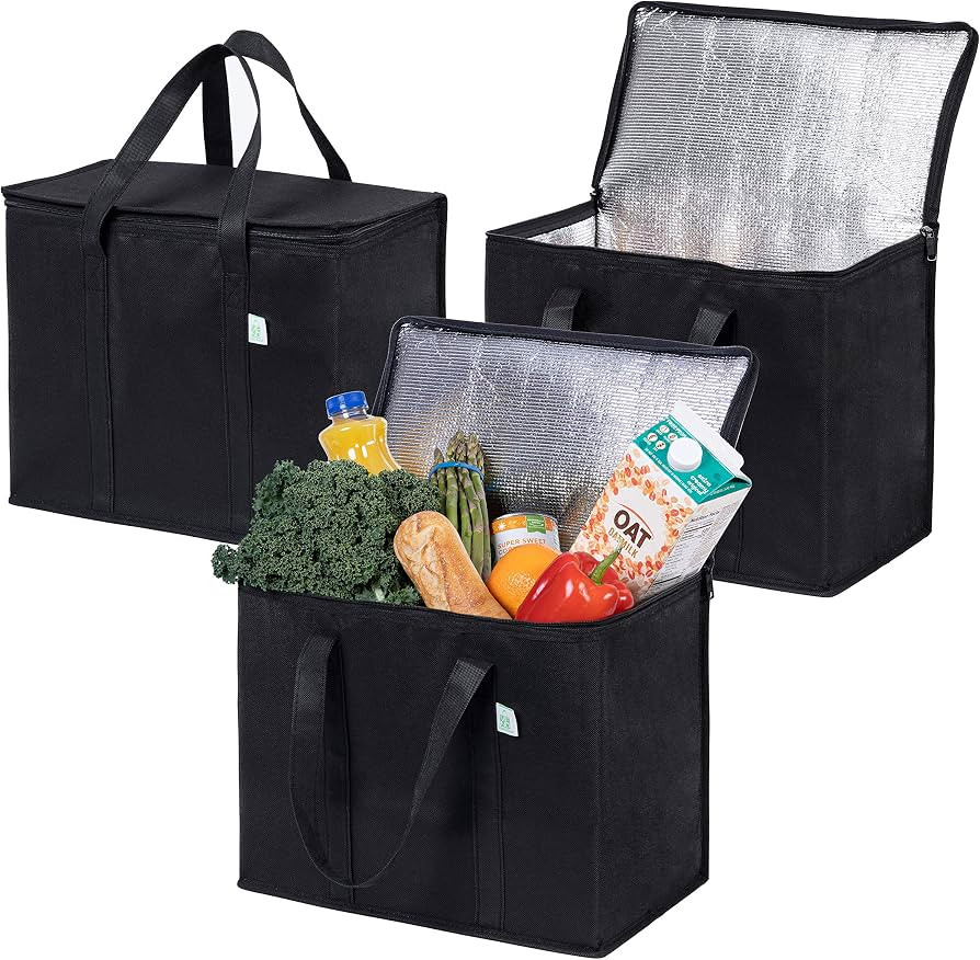 VENO 3 Pack Insulated Reusable Grocery Shopping Bag, Food Delivery, Cooler Bag, Heavy Duty, Large... | Amazon (US)