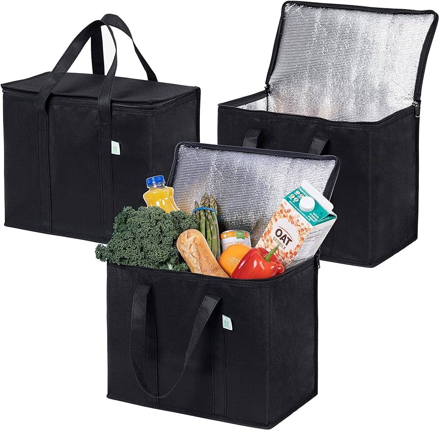 VENO 3 Pack Insulated Reusable Grocery Bag, Food Delivery Bag, Durable, Heavy Duty, Large Size, S... | Amazon (US)
