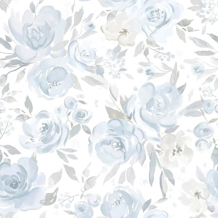 Heroad Blue Floral Wallpaper Peel and Stick Wallpaper Flower Contact Paper Rose Removable Self-Ad... | Amazon (US)