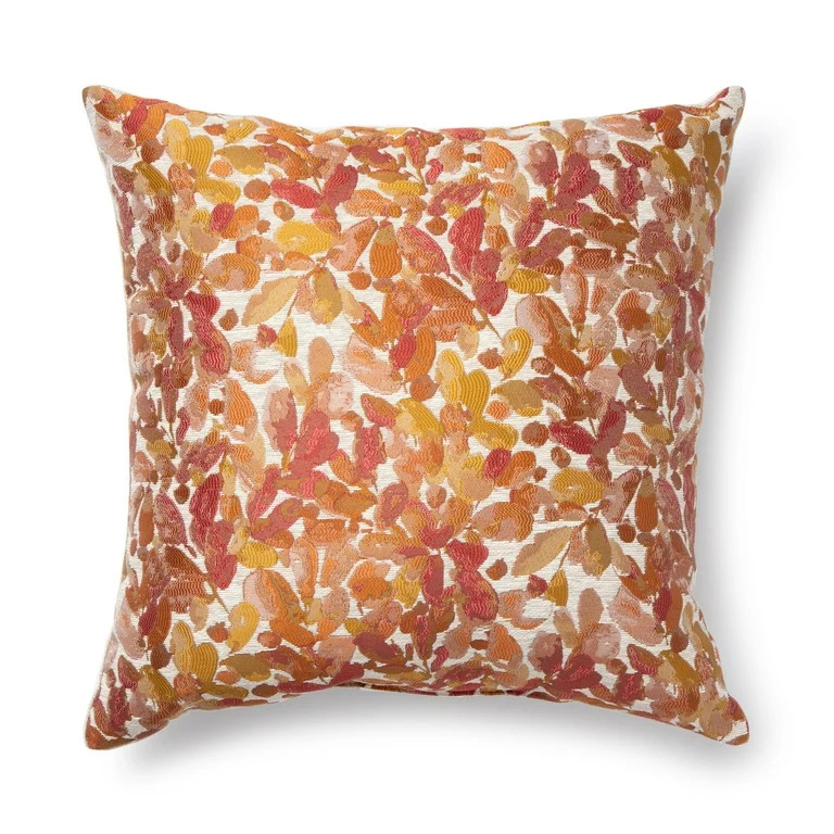 Better Homes & Gardens Botanical Decorative Square Pillow, 20" x 20", Spice | Walmart (US)