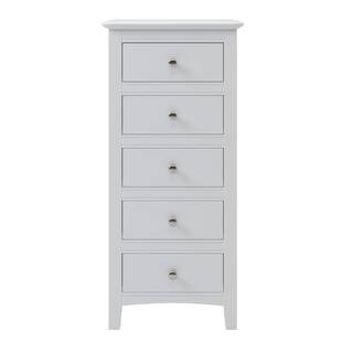 cadeninc 16.92 in. L x 15 in. W x 36.41 in. H 5-Drawers White Solid Wood Chest | The Home Depot