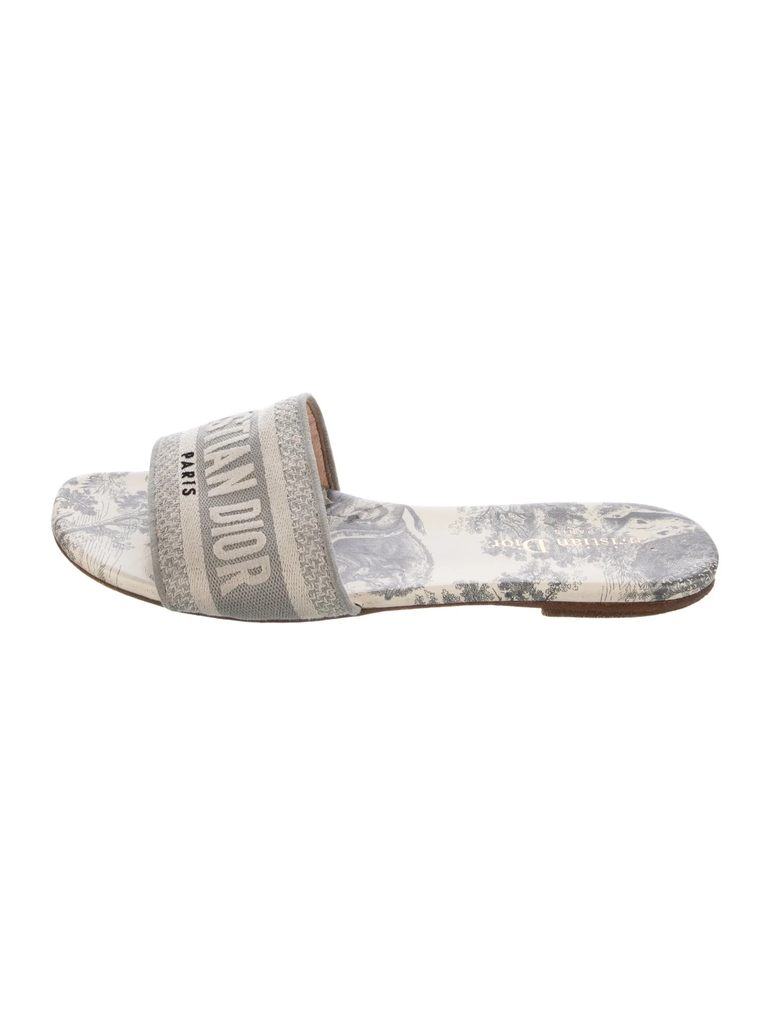 Christian Dior Canvas Printed Slides - Grey Sandals, Shoes - CHR587757 | The RealReal | The RealReal
