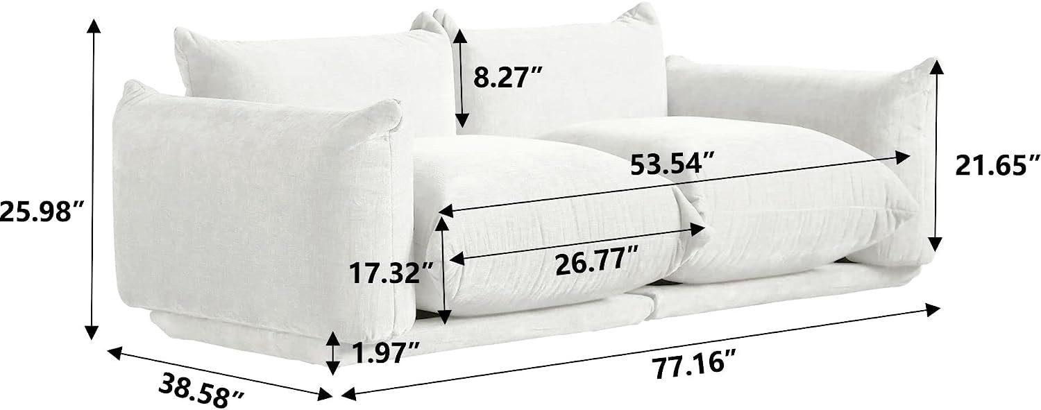 JACH Love Seat Chenille Couch, Mid-Century Sofa Deep Love Seat Couches with Thick Cushion, 77" Pl... | Amazon (US)