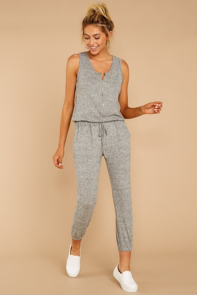 Talking 'Bout Love Heather Grey Jumpsuit | Red Dress 