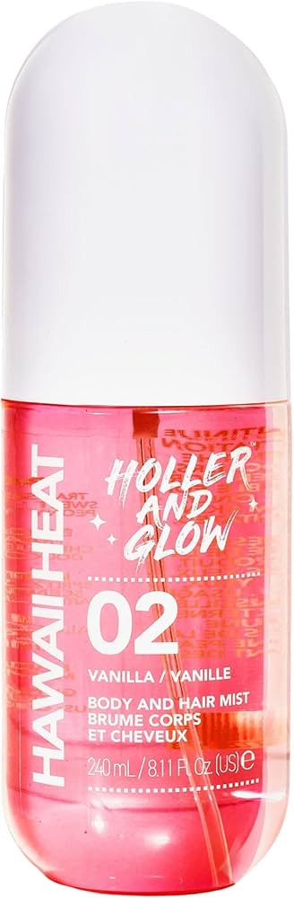 Holler And Glow Hawaii Heat Body & Hair Mist, Warm Vanilla, Peony & Amber Scent, Long-Lasting Dai... | Amazon (US)