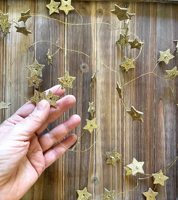 Gold Glitter Star Garland  6 Feet Holiday Decorating Garland - Etsy | Etsy (US)