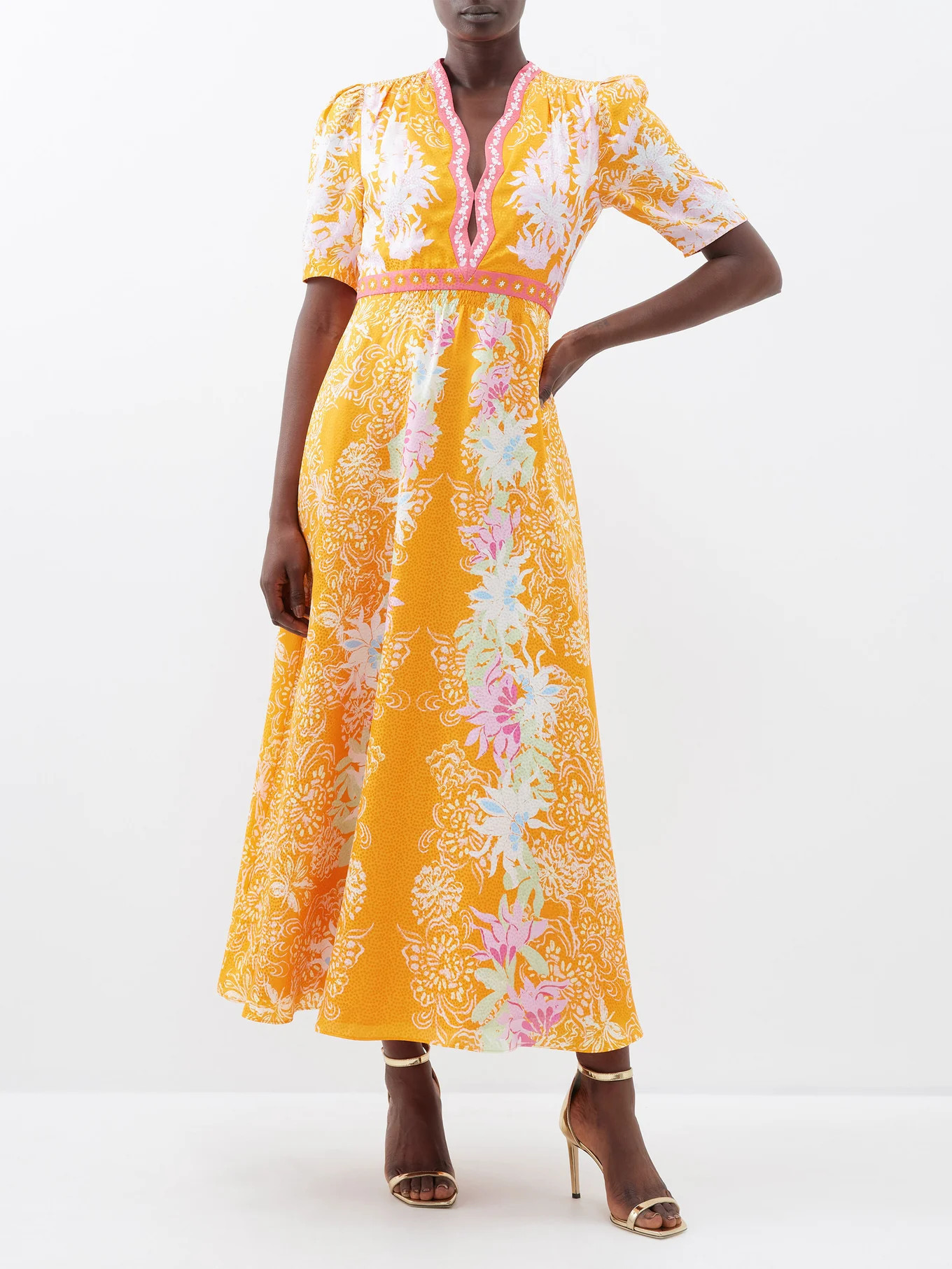 Tabitha floral-print silk-satin maxi dress | Saloni | Matches (US)