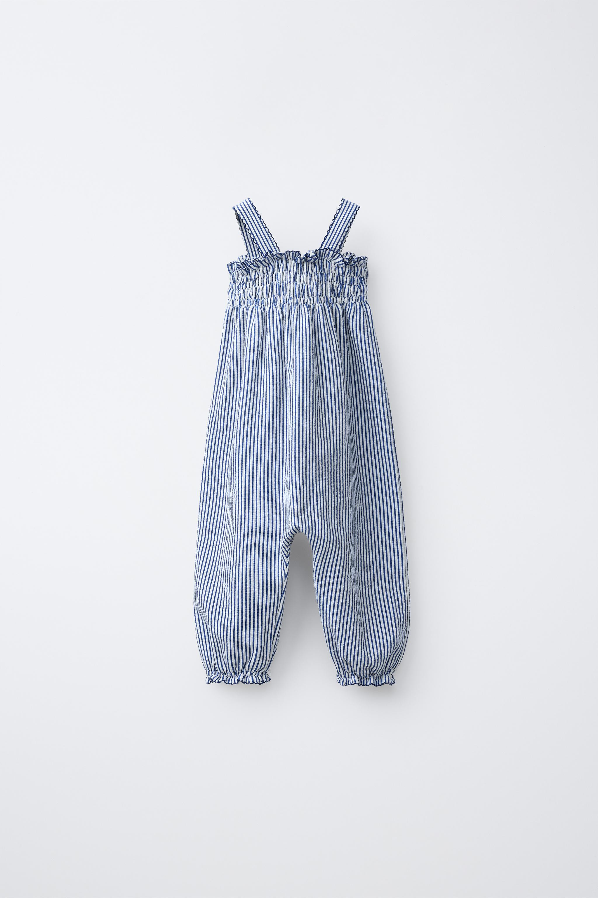 LONG SMOCKED STRIPED OVERALLS | Zara US