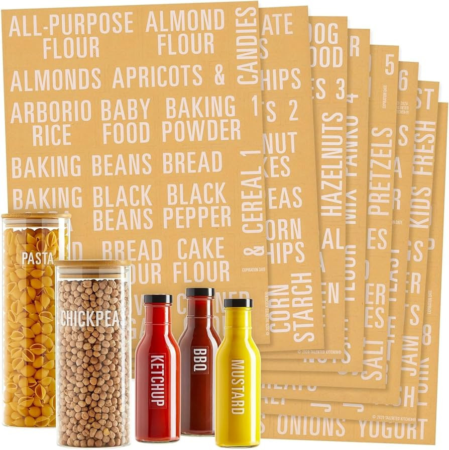 Talented Kitchen 224 White Pantry Labels & Fridge – All Caps Kitchen Pantry Names & Fridge – ... | Amazon (US)