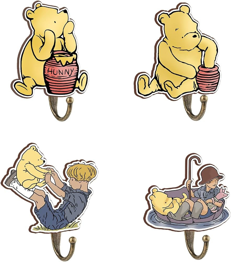 Winnie Decoración para Cuarto de Bebé Baño Dormitorio, 4 Piezas Ganchos Decorativos de Pared d... | Amazon (US)