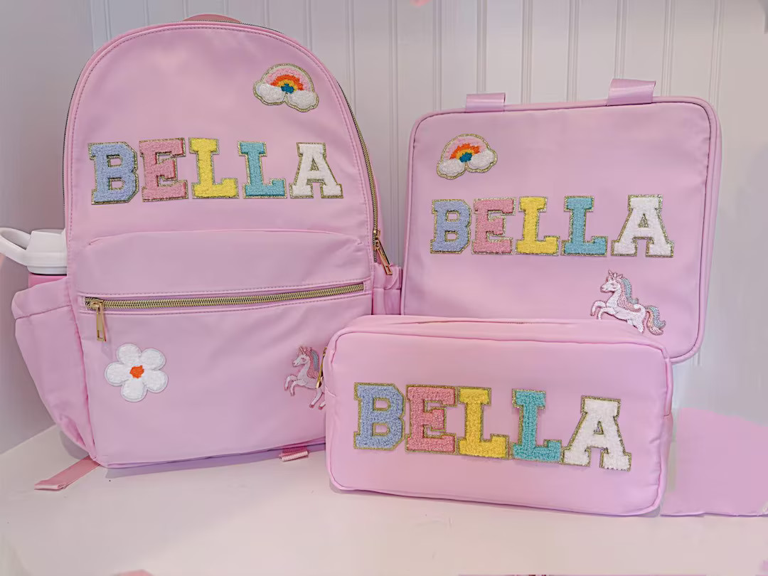 Personalized Kids Backpack: Chenille Letter Name Bag, Nylon Children's Gift | Etsy (US)