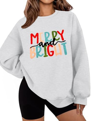 LETSEE Christmas Sweatshirts for Women Santa Claus Graphic Crewneck Oversized Fleece Pullover Xma... | Amazon (US)