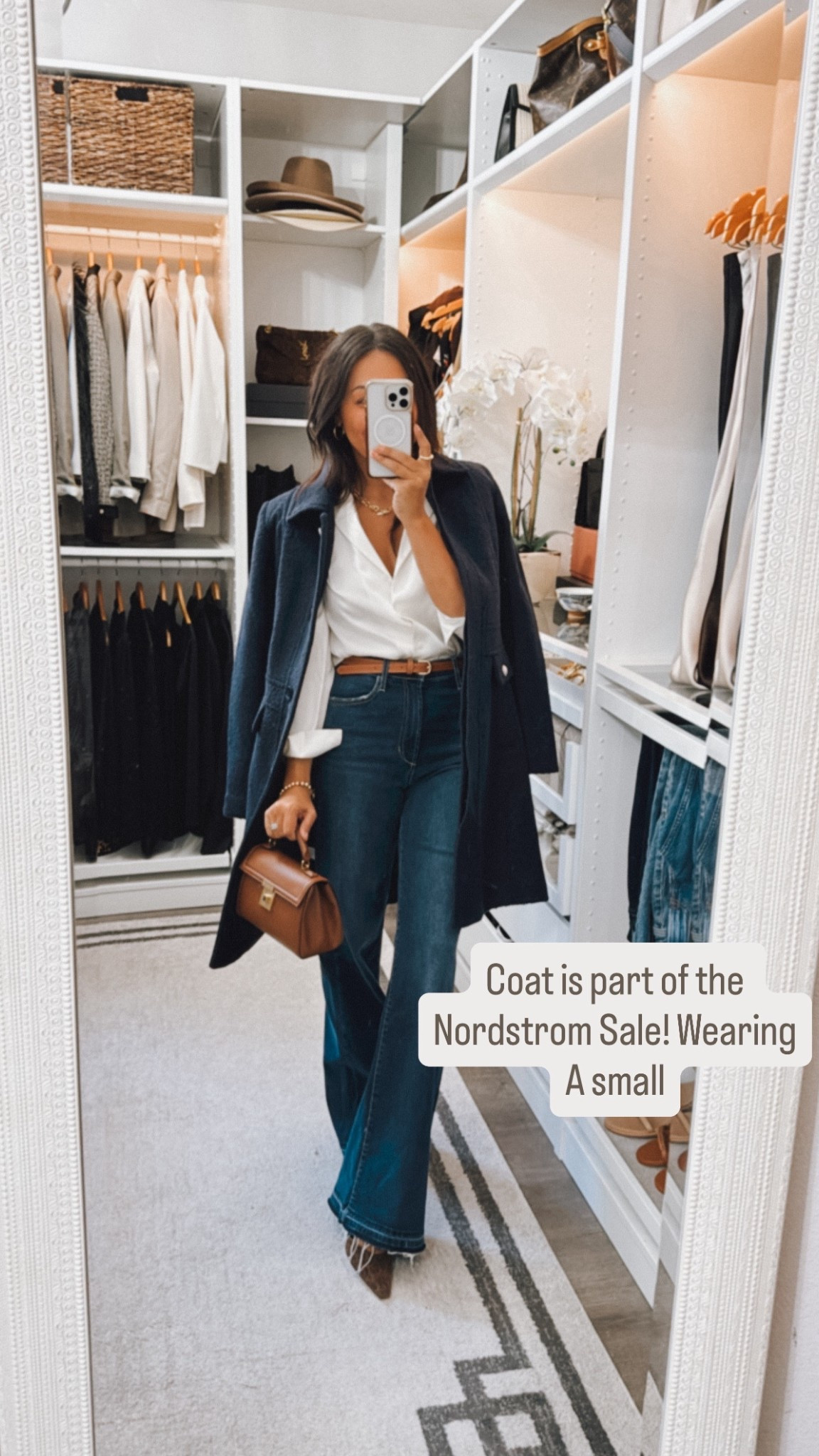 Coat part of the NSale! Wearing a small 
Jeans and top fit TTS. Top comes in over 10 colors! 

#LTKSaleAlert #LTKOver40