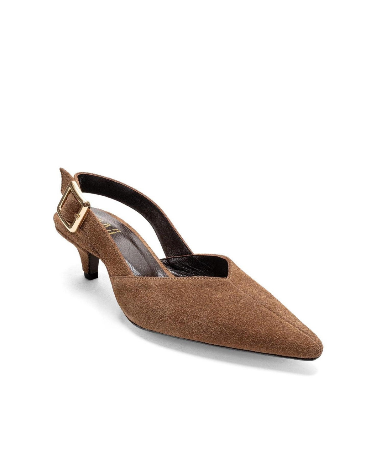 Forever and Always Women's Shoes Dioris Leather Slingback Kitten Heel Pump - Cognac suede | Macy's