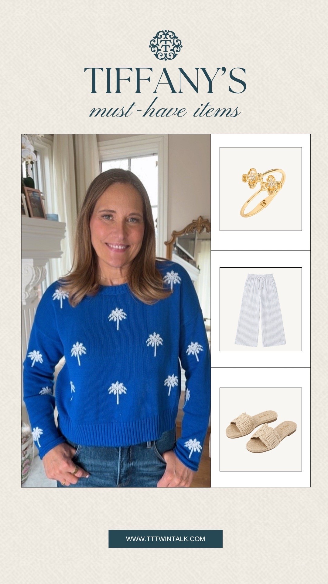Tiffany’s must-have items are full of pieces she can mix in again and again. From the striped pants to the woven slides and gold ring, this lineup makes outfit planning easy. The kind of favorites that keep getting pulled right back out.

#LTKMidsize #LTKOver40 #LTKSeasonal