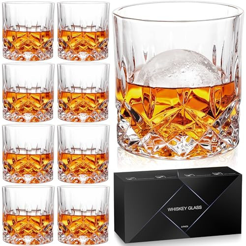Whiskey Glasses Set of 8, 11 OZ Cocktail Glasses In Gift Box (Buy 6, get 2 Free), Old Fashioned Glasses for Bourbon Vodka Liquor, Rocks Glasses Crystal Scotch Glasses, Gifts for Father Dad Men | Amazon (US)