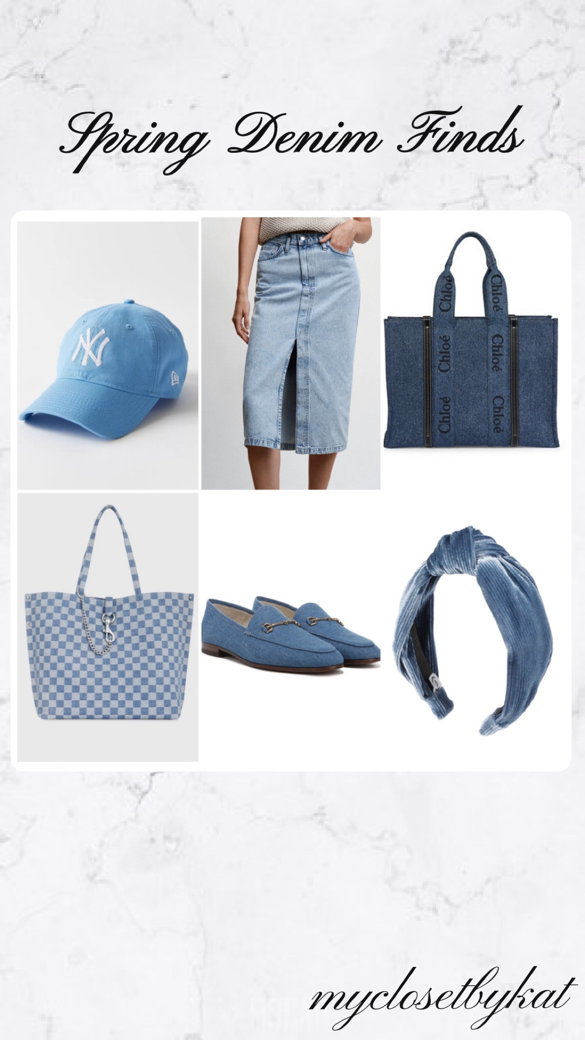 Shop Denim-on-Denim!  Love these beautiful blues for Spring. 

Denim. Denim accessories. Denim hat. Denim midi skirt. Denim tote. Denim shoes. Rebecca Minkoff Tote.  Chloe Woody Tote. 

#LTKSeasonal #LTKFind #LTKstyletip
