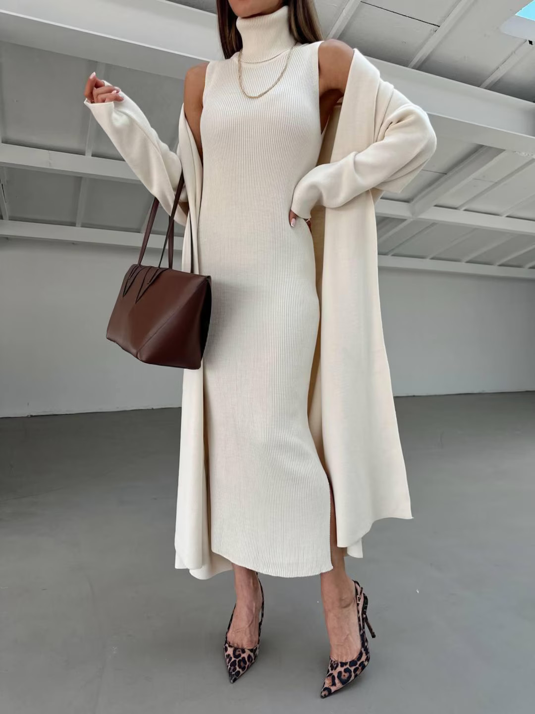 Women’s Knit Maxi Dress Set | Cardigan and Long Dress Outfit | Soft Stretchy Loungewear Set | C... | Etsy (US)