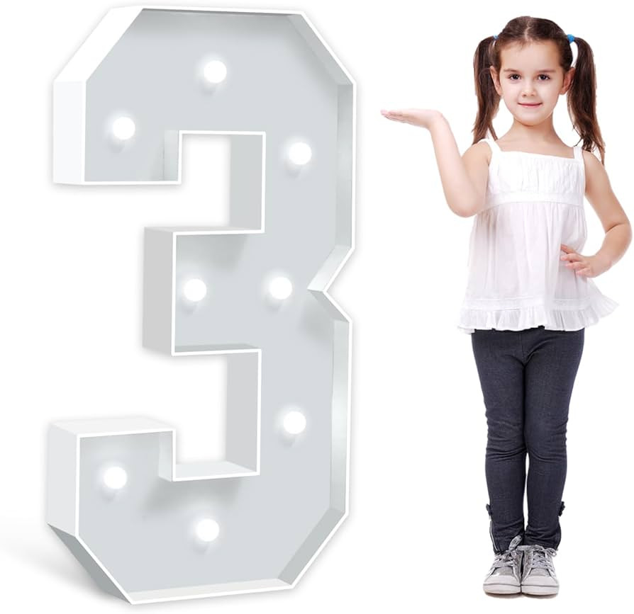 3FT Marquee Light Up Numbers, Foam Board Mosaic Balloon for Party Backdrop Displays, Large Happy ... | Amazon (US)