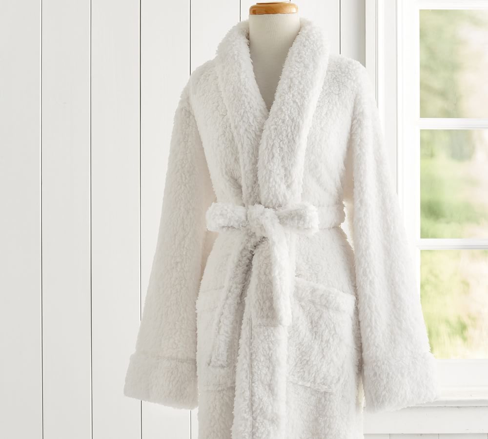 Blush Teddy Bear Faux Fur Robe, Large | Pottery Barn (US)