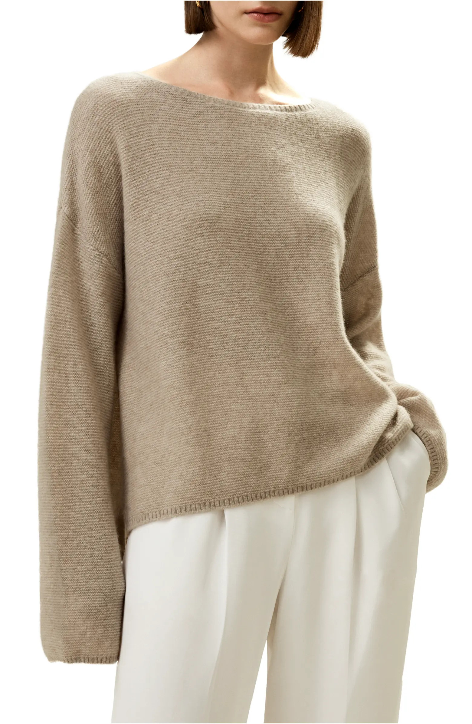 Lilysilk Relaxed Fit Drop-Shoulder Silk Cashmere Blend Sweatshirt | Nordstrom | Nordstrom