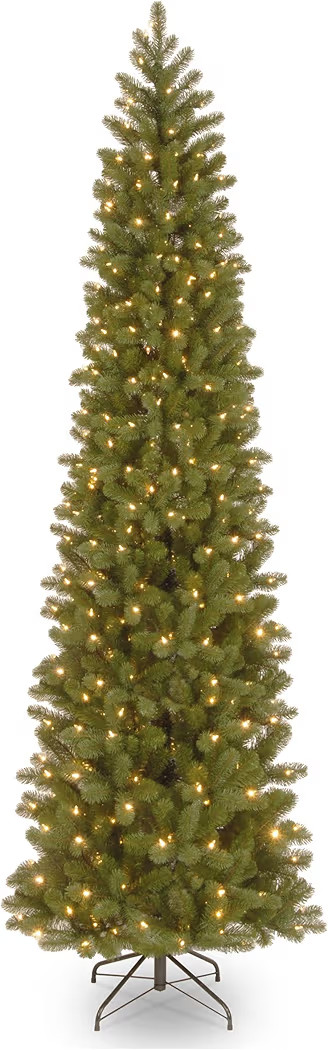 National Tree Company 9 ft Pre-Lit Downswept Douglas Fir Slim Artificial Christmas Tree, 500 Clea... | Amazon (US)
