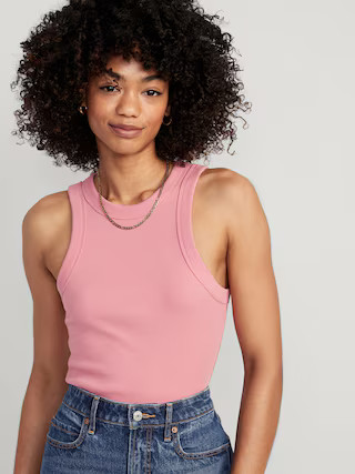 Fitted Rib-Knit Tank Top for Women | Old Navy (US)