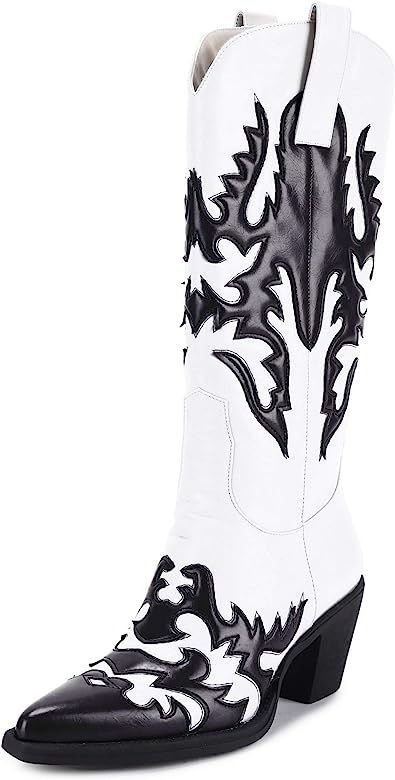 ANN CREEK Women's 'Claremont' Cowboy Mid-Calf Texture Patch Boots | Amazon (US)