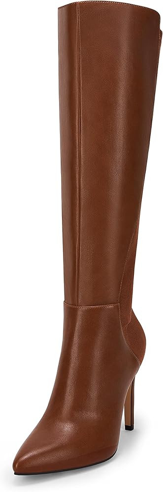 Rilista Womens Knee High Boots Sexy Pointed Toe Stiletto Heel Boot Leather Zipper Riding Boots Dress | Amazon (US)