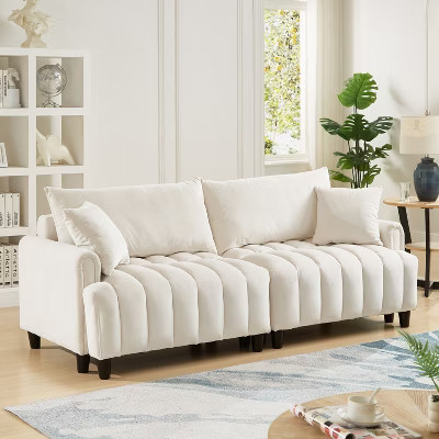 KTMBDW Sleeper Sofa with Couch Bed Convertible Cloud Couch with Storage Chaise, Comfy Sofa Bed with Adjustable Backrest for Living Room (Beige) | Target