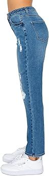 WAX JEAN Women's Mom Jean with Blown Out Knee | Amazon (US)